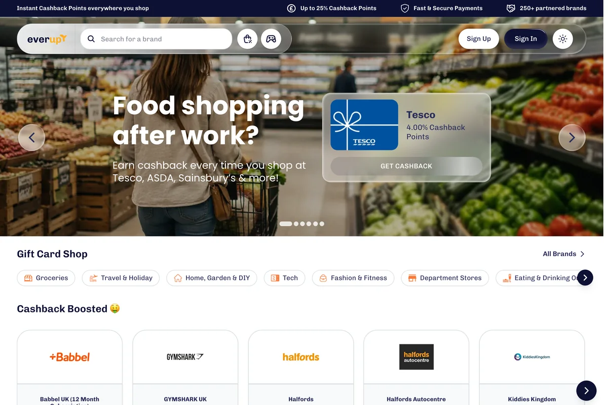 Everup website preview